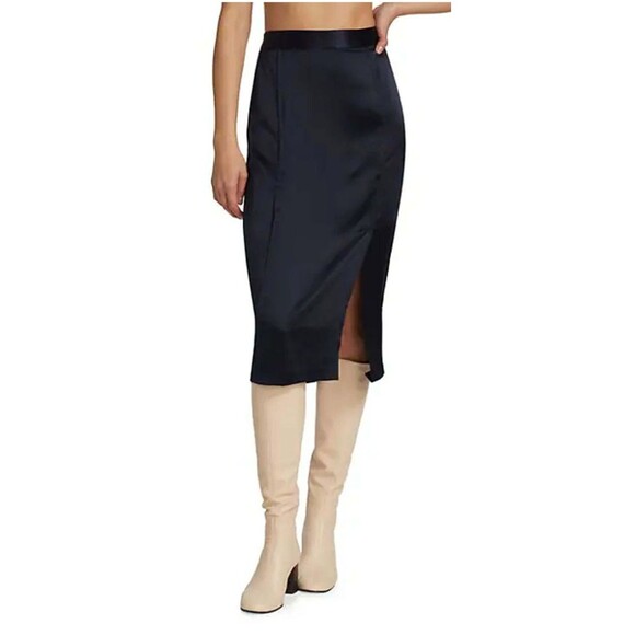TWP Dresses & Skirts - NEW TWP Blue Silk Satin Midi Pencil Skirt Slit 4 Old Money Quiet Luxury Capsule